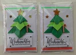 2x Weihnachtskarten handgemacht Tannenbaum 3D Effekt