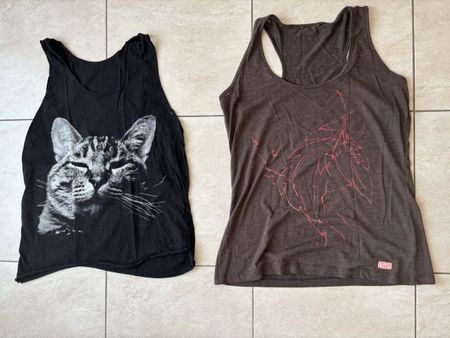Damen-Tops / 2er Set / Katzen-Print / Gr. S