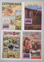 3 Gotthard Eisenbahn -Plakat + 1 Seethalbahn Ansichtskarte
