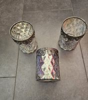 Teelichthalter aus Glas mit Metallrand - NEU