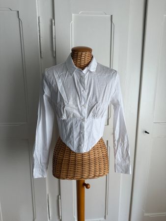 STRADIVARIUS - cropped Bluse weiss M/L