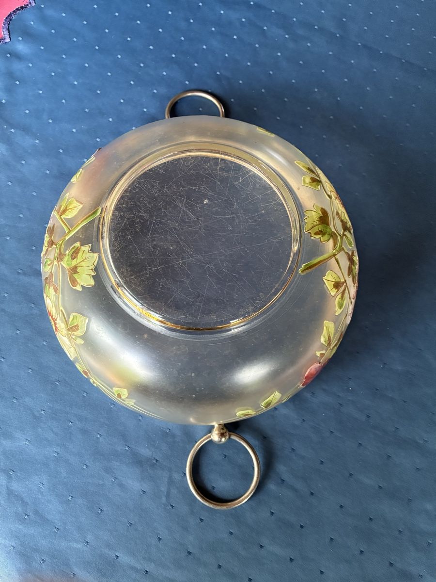 WMF Bicchieri: WMF grosse Glasschale mit floraler Emailmalerei – Usato da Dornach venduto da Rosengarten 5