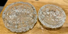 2x Cendrier en cristal taillé de Bohême, vintage