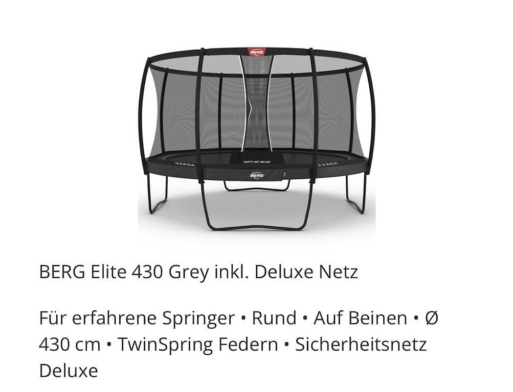 Trampoline: Berg Elite Trampolin 430, grey – Gebraucht aus Arni AG von solexsolex 1