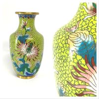 Cloisonné Vase 16.5cm Emaille Sterne Blumen Vintage China