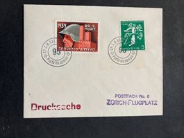Schweiz 1939 Soldatenmarke BR.MONT.9. MiF Landi 5 auf Brief