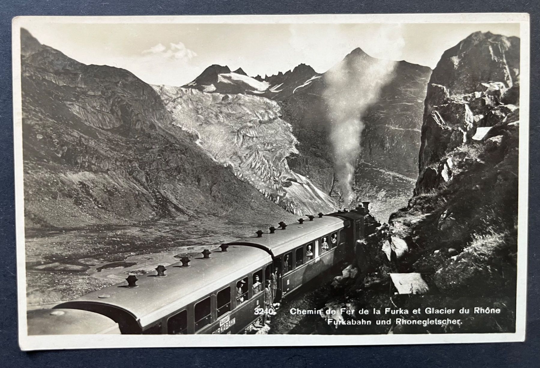 Ansichtskarten: Furkabahn mit Dampflok und Rhonegletscher, ca. 1940 – Gebraucht aus Ostermundigen von DaxKarten-75