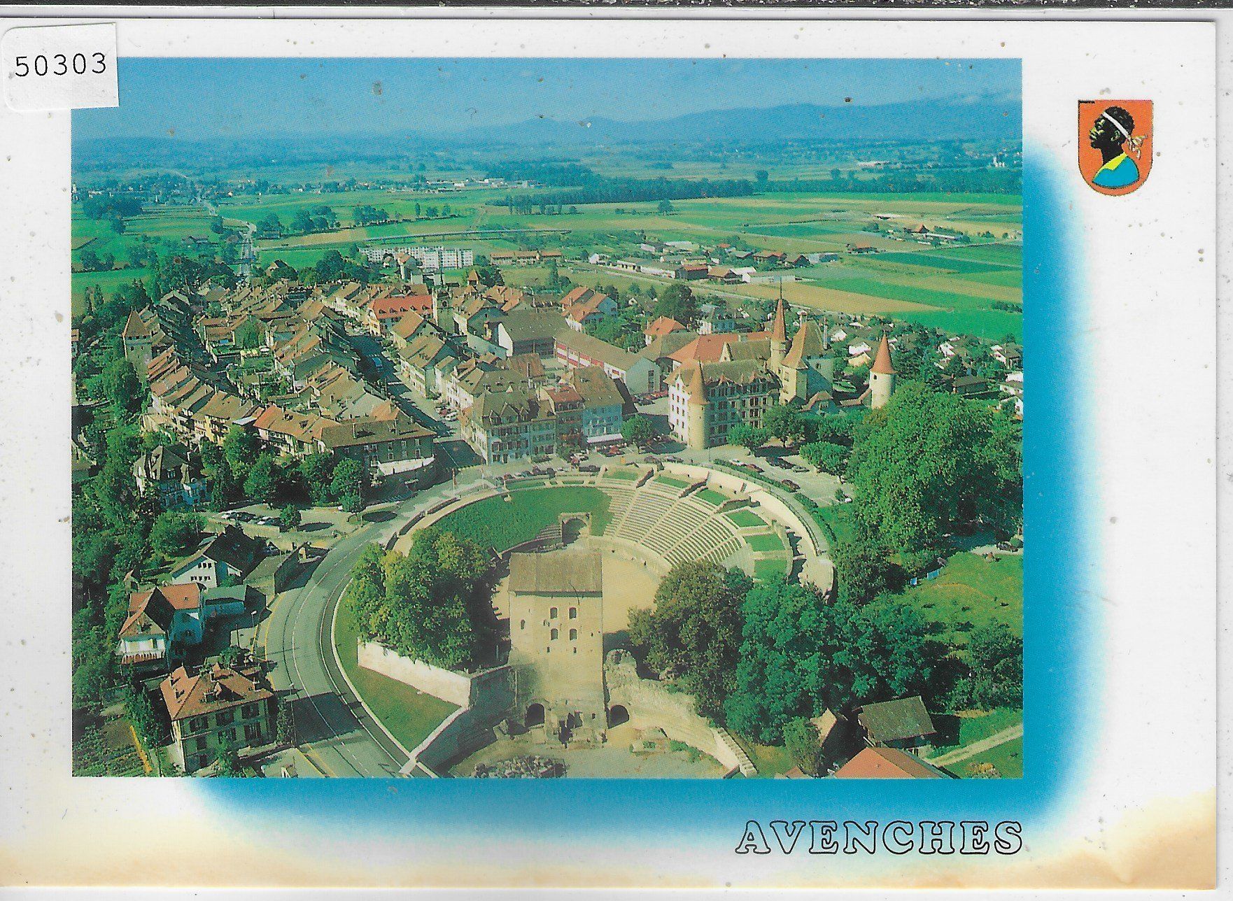 Cartoline postali: Avenches - Amphitheatre - Vue aerienne – Usato da Ettingen venduto da Kartenplanet
