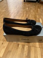 Gabor Black Suede Leather Ballet Flats - Size 6 (UK)