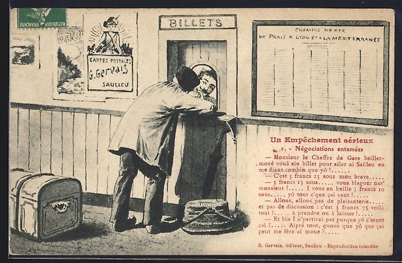 Cartoline postali: Mann am Ticketschalter, Werbeposter für – Usato da Berlin venduto da bartko-reher