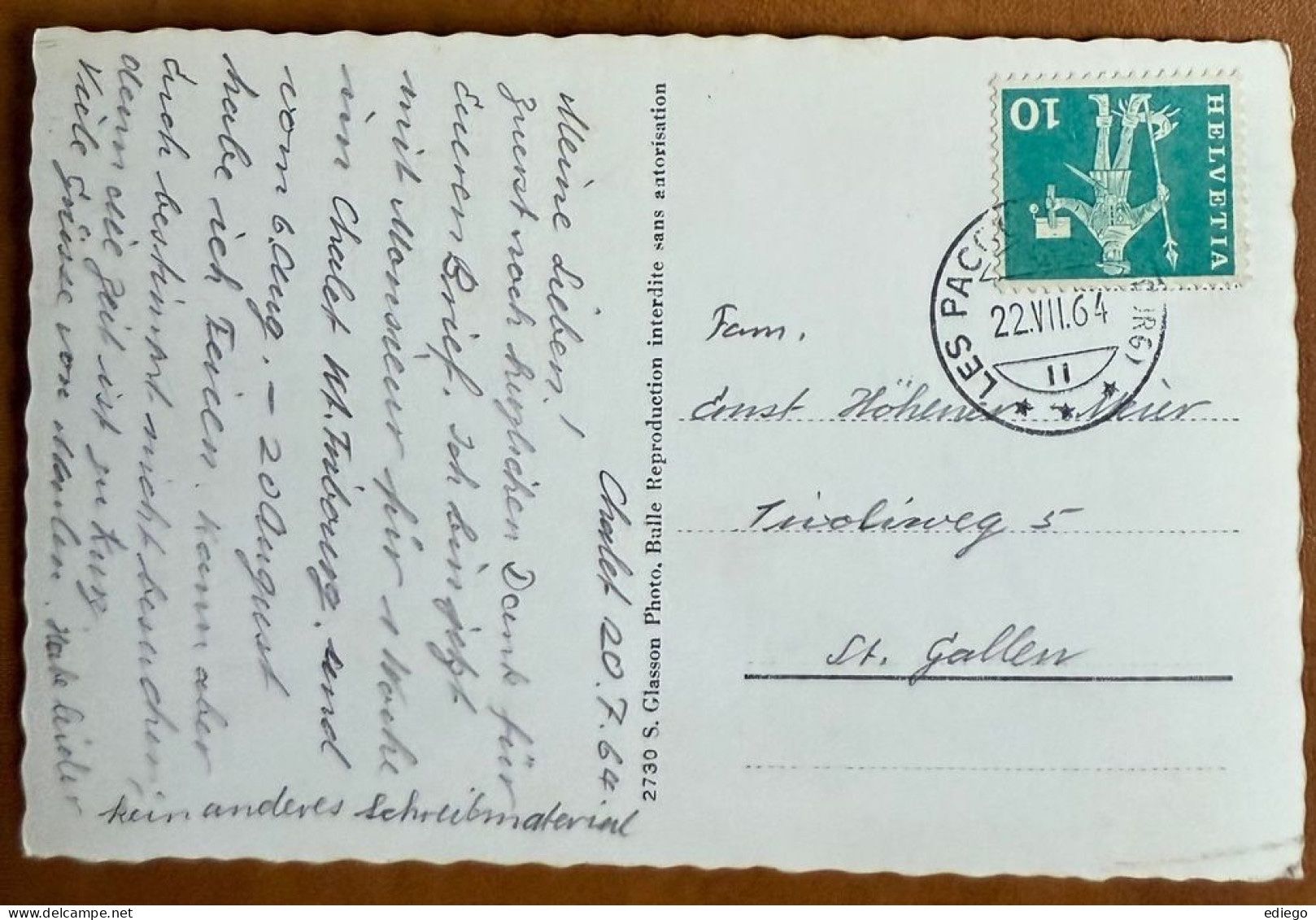 Cartoline postali: Châtel St. Denis - Les Paccots - multi-vues en hivers 1964 – Usato da Lutry venduto da Ediego 1