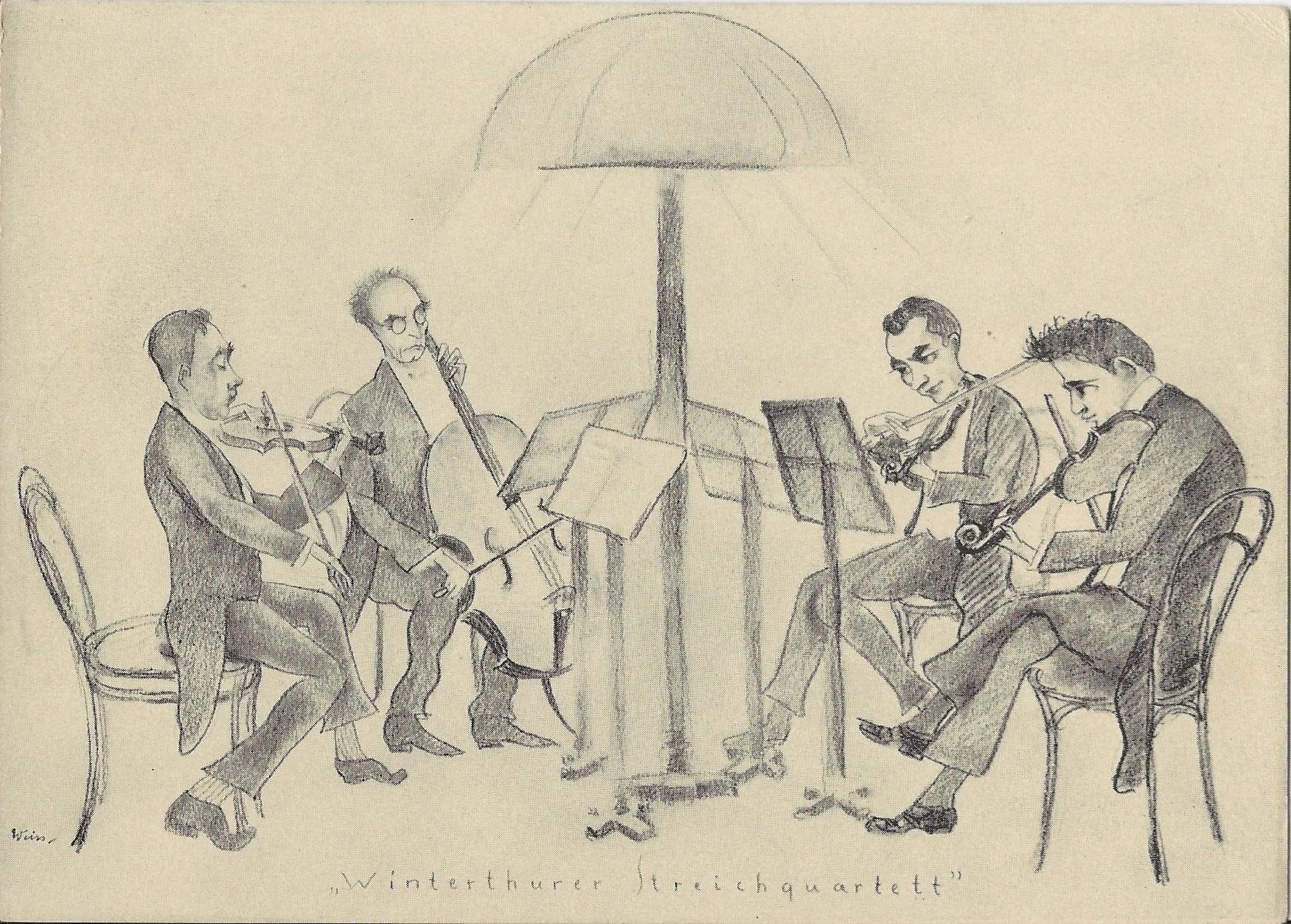Cartoline postali: Winterthur, Streich-Quartett, Künstler – Usato da Frauenfeld venduto da Merk52