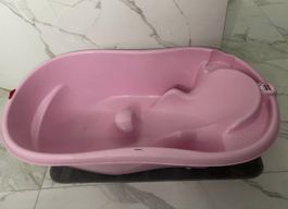 Rosa Baby Badewanne mit Sitzverkleinerer - Top Zustand!