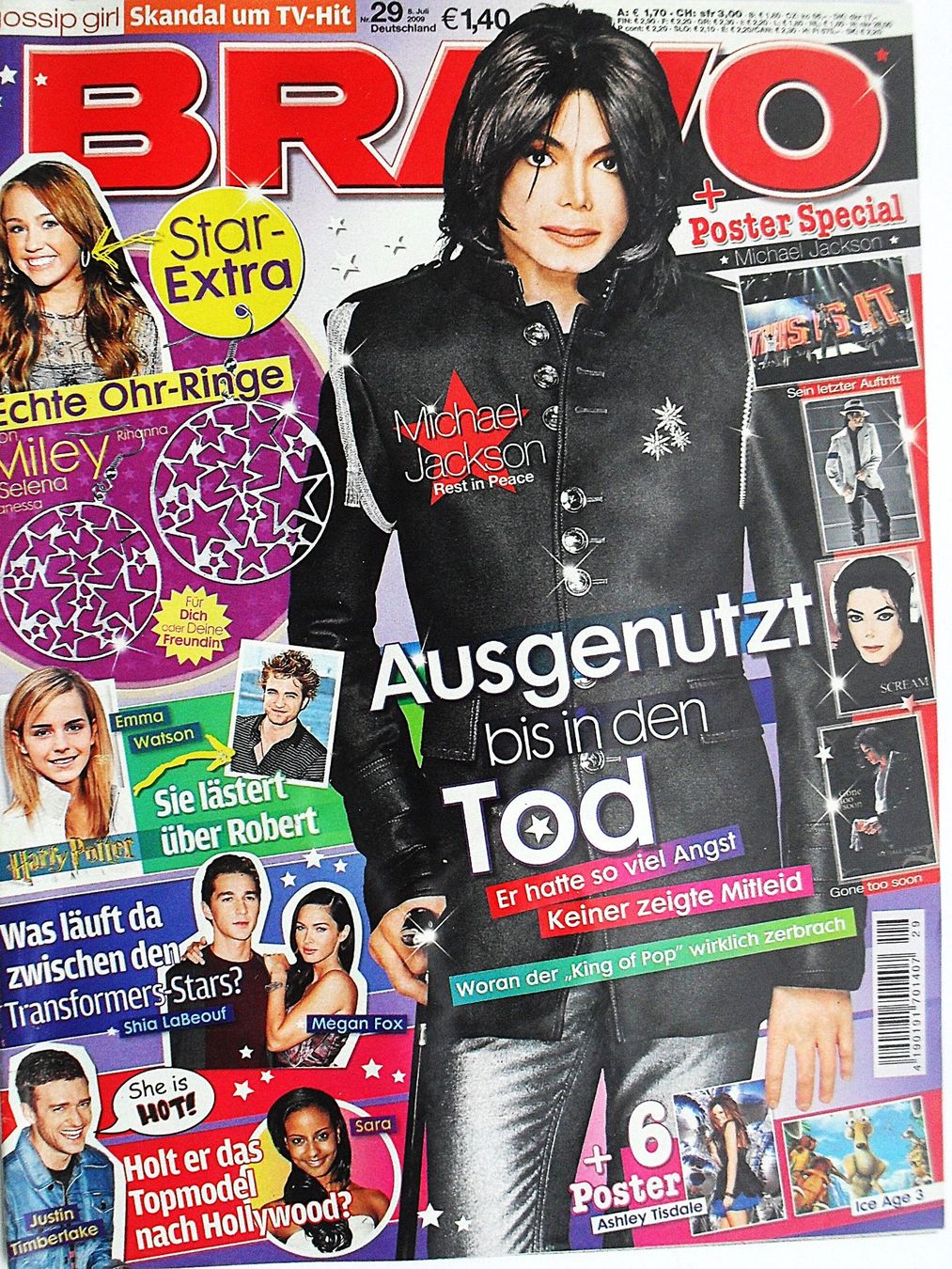 Zeitschriften & Magazine: MICHAEL JACKSON BRAVO Heft 8.J ULI 2009 + POSTER + OHRRINGE – Neu (gemäss Beschreibung) aus Zürich von erfreut01