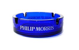 Aschenbecher « Philip Morris  » Blaues Glas / Ø 10.7cm