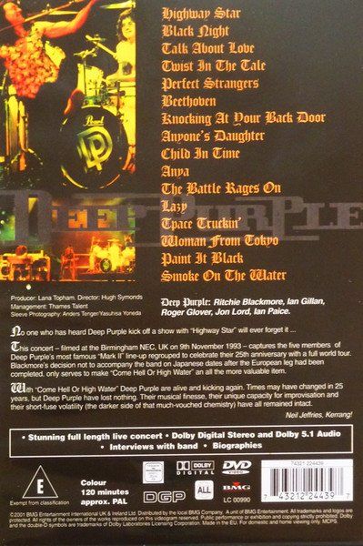 Tutti i DVDs: Deep Purple: Come Hell or high water DVD – Nuovo e nell'imballaggio originale da Steinhausen venduto da Vilivinili 1