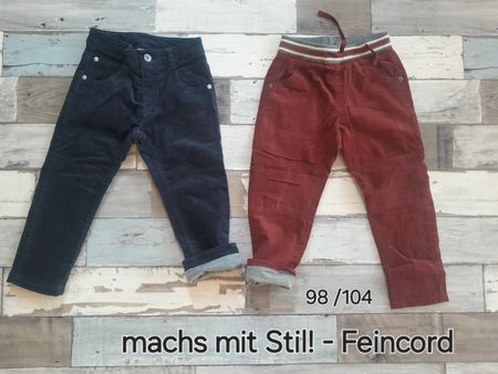 98 104 warme Feincord Hosen gefüttert im Set Paket lot