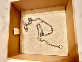 Feine Armkette Silber mit bunten Zirkonia Steinen, neu