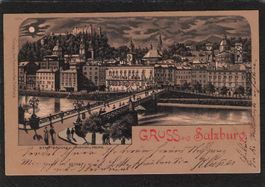 Gruss aus Salzburg , gel. 1899 , 2 Kreuzer Marke