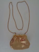Damen Abendtasche MESH goldfarbig mit Metallplätchen Vintage