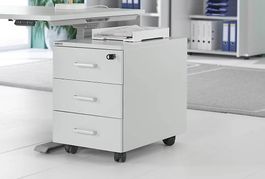 %neuer Rollcontainer, 3 Schübe, B420xT600xH570 mm, lichtgrau