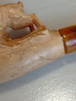 Echte Meerschaumpfeife mit Hund Motiv und Etui gebraucht