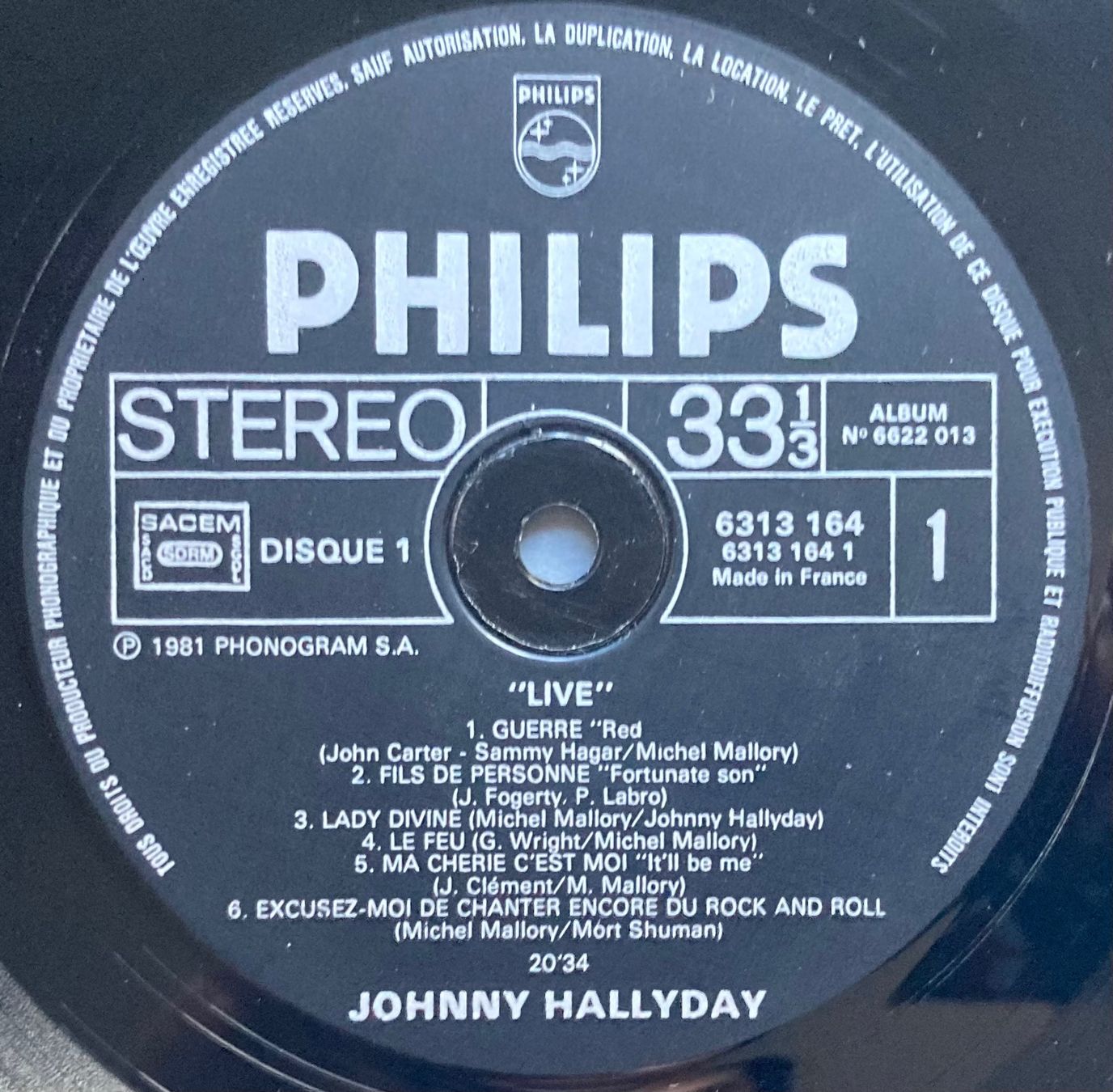 Schallplatten: JOHNNY HALLYDAY - LIVE – Gebraucht aus Poliez-Pittet von Newtown-Records 3