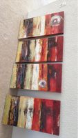 Wandbild 4-teilig abstrakt rot beige neuwertig