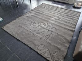 Outdoor Teppich beige mit Blattmusterung