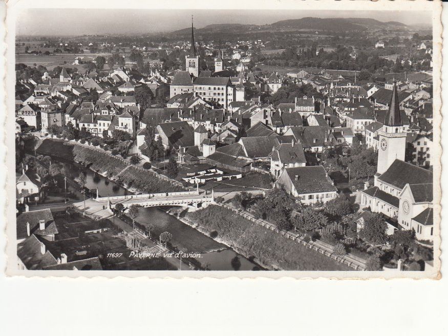 Cartoline postali: Payerne Flugaufnahme 1957 – Usato da Bürglen TG venduto da StampGraf