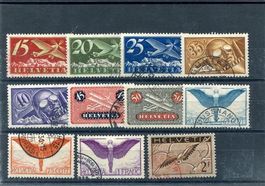 1923-40 Flugpost Nr. 3-13 sauber gest.