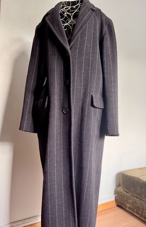 Mantel Max Mara gestreift Schurwolle Grösse 40 dunkelgrau