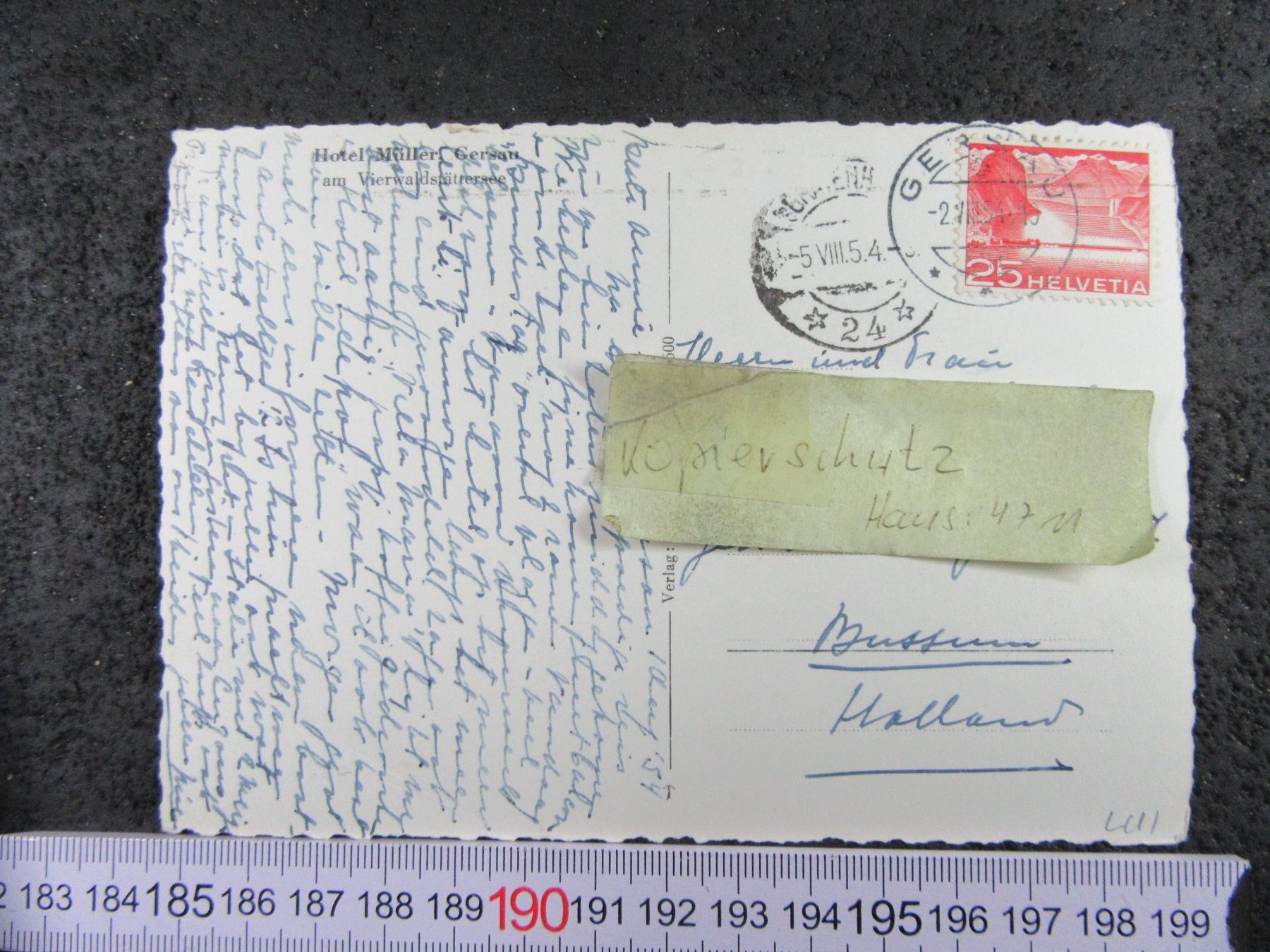 Cartoline postali: GERSAU 1954 HOZEL MÜLLER LU AK BUG – Usato da Ettingen venduto da Hausi4711 2