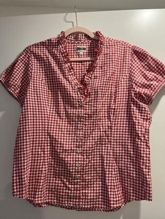 Alpiniz Trachtenbluse rot-weiss Gr. XL kariert Bluse Shirt L