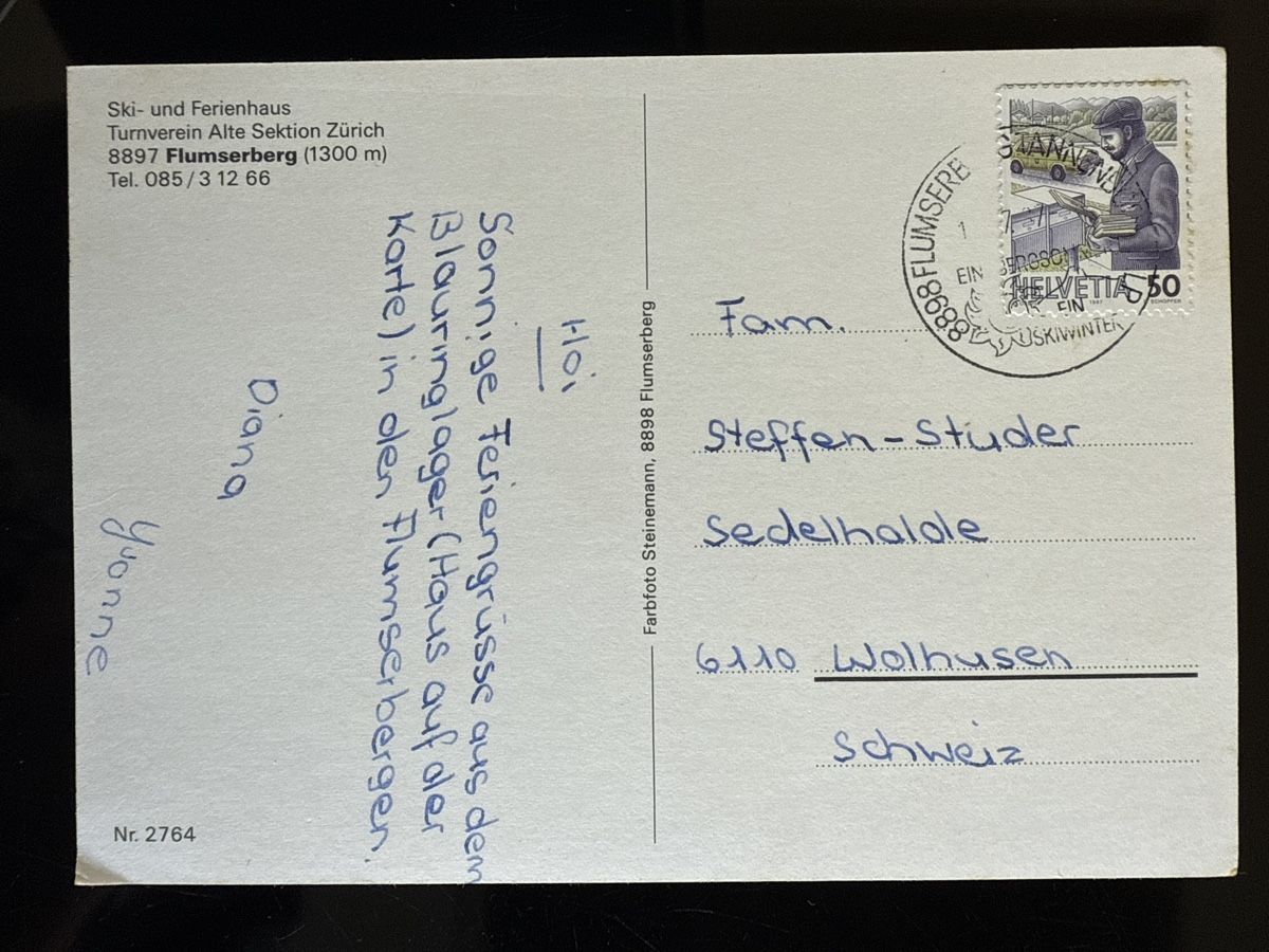 Cartoline postali: Ansichtskarte Ferienhaus Flumserberg – Usato da Sempach Station venduto da blackhors 1
