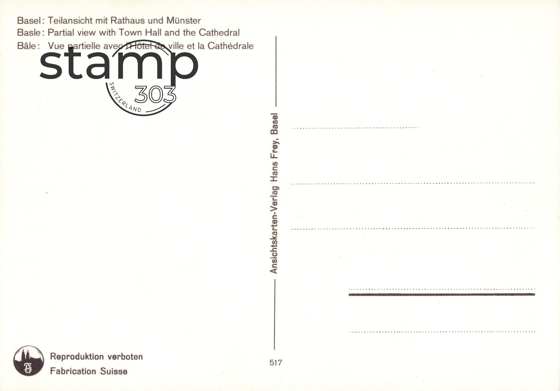 Cartoline postali: AK Basel - Rathaus und Münster – Usato da Eggersriet venduto da stamp303 1