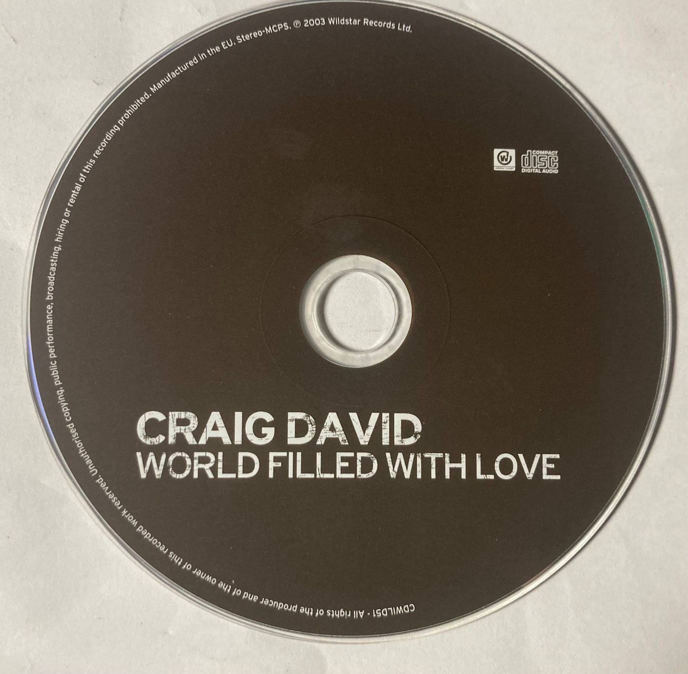 CD: CRAIG DAVID - WORLD FILLED WITH LOVE – Usato da Poliez-Pittet venduto da Newtown-Records 1
