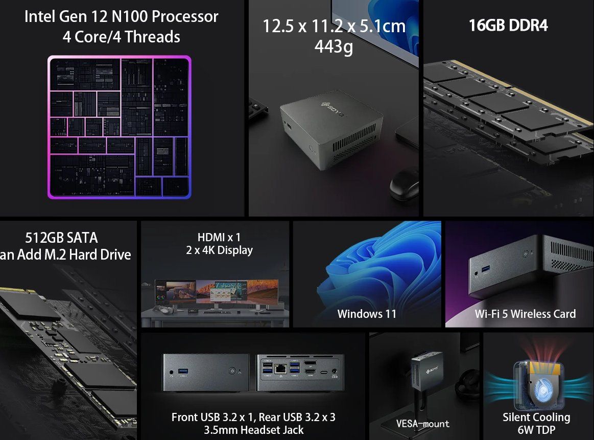 PCs: Mini-PC Intel N150, 8Go RAM, 256Go SSD, Windows 11 Pro – Neu und originalverpackt aus Genève von Anna-38 2
