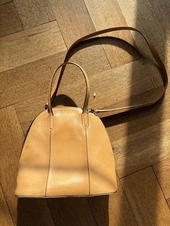 Lancel Tasche Handtasche Leder beige mit Umhängeriemen