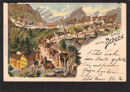 #Appenzell Alpabfahrt , Gruss aus den Bergen , gel. 1900