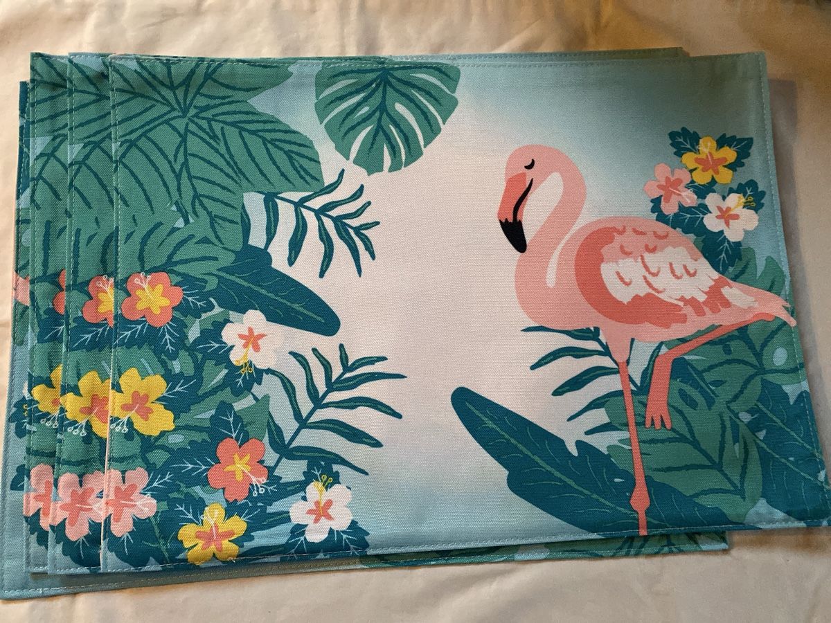 Altra biancheria da tavola: 4 Tropical Flamingo Placemats Summer – Nuovo e nell'imballaggio originale da Buttikon SZ venduto da Maxwelltime