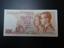 50 belgische Francs Note 1966