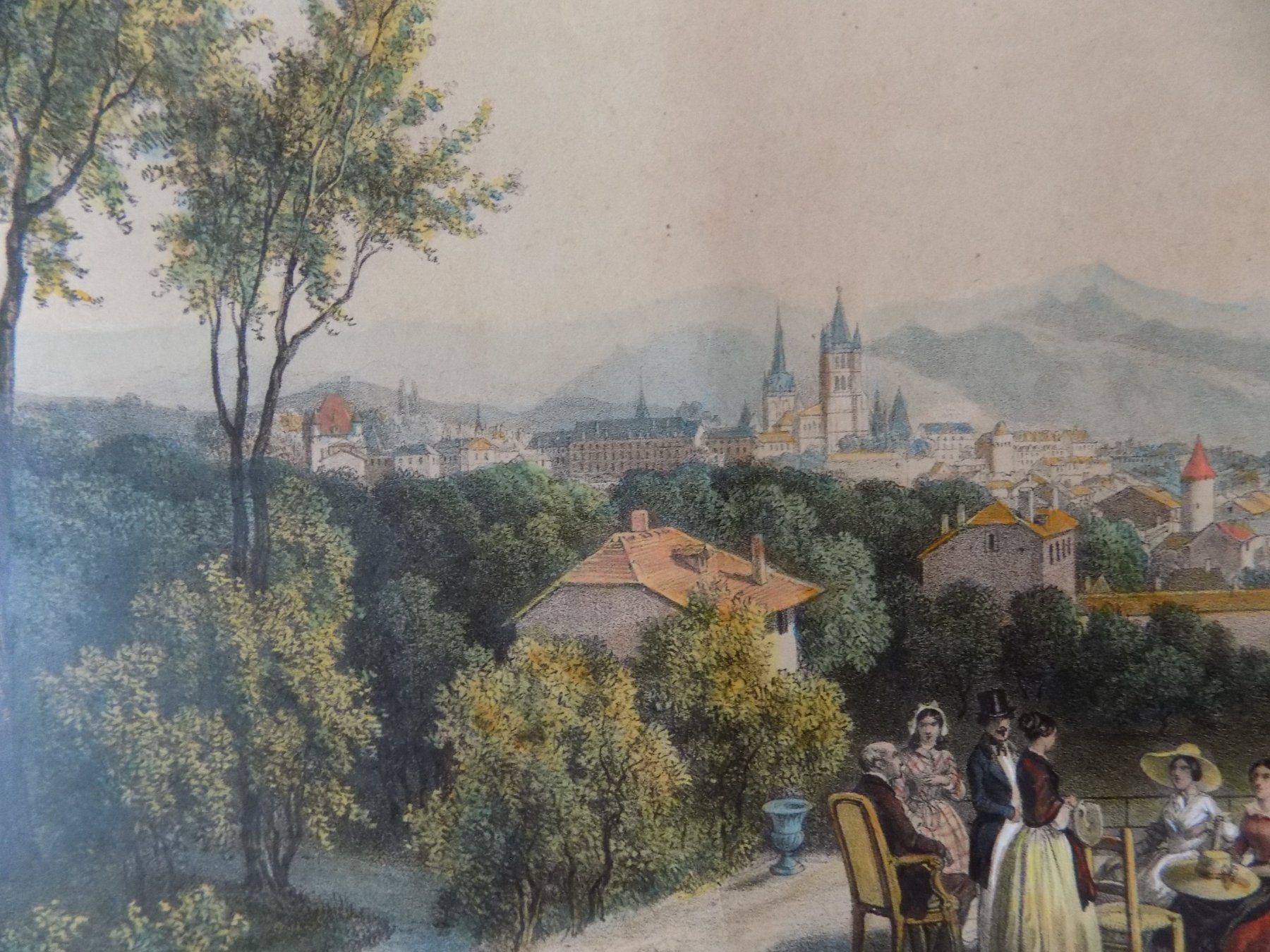 Incisioni: Lausanne vue Generale Lithographie – Usato da Risch venduto da Antikfee 7