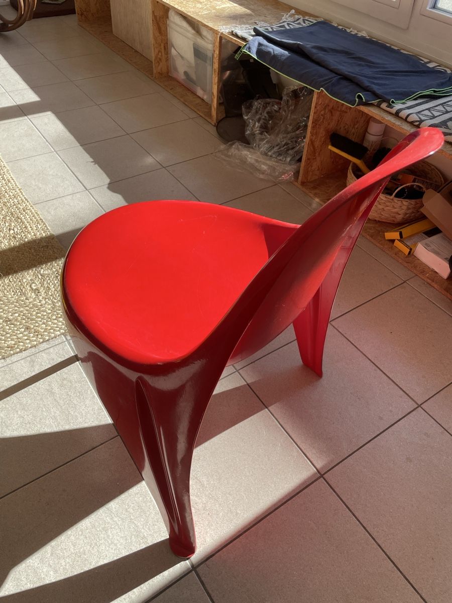 Sedie: Walter Frey Sitzstuhl rot Designklassiker – Usato da Biel/Bienne venduto da Azrael 1