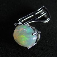 Äthiopischer Opal Silber 925 Anhänger mit Zirkonias