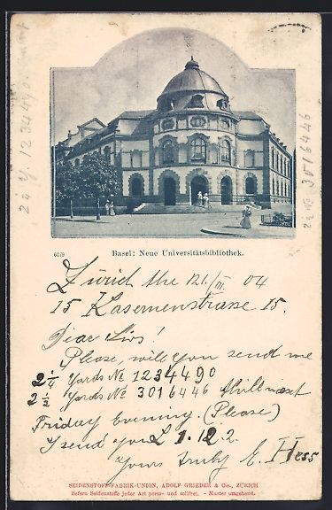 Ansichtskarten: AK Basel, Neue Universitätsbibliothek – Gebraucht aus Berlin von bartko-reher