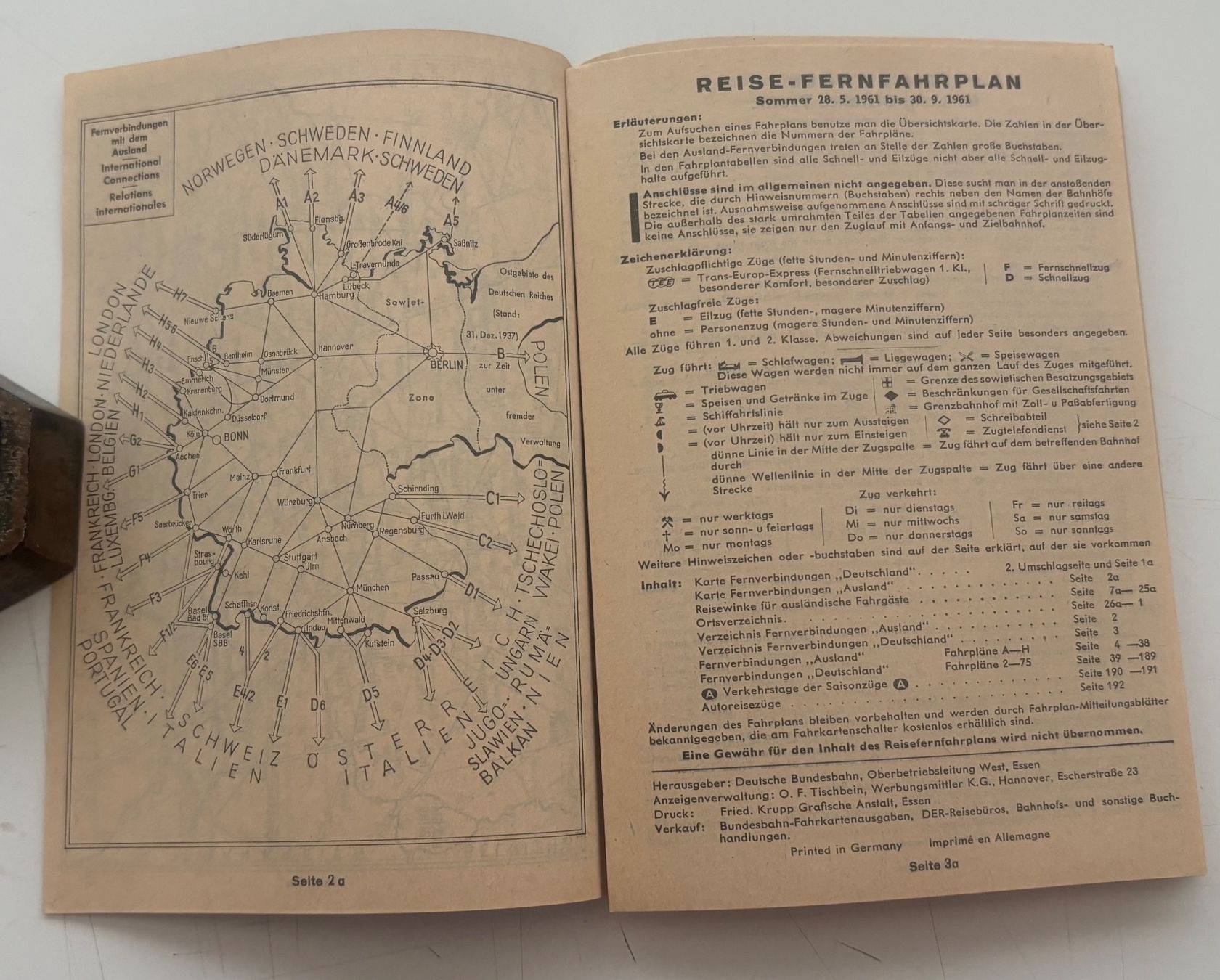 Bücher: DB Deutsche Bahn - Reisefernfahrplan Sommer 1961 – Gebraucht aus Neuchâtel von gefdeneuch 2