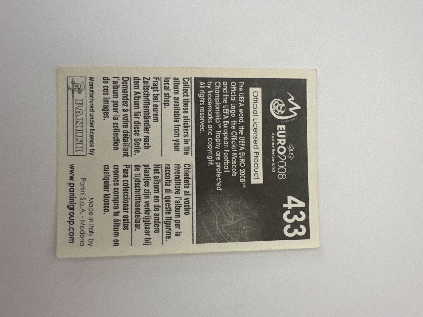 Panini Cartes à collectionner: Panini UEFA EM 2008 Sticker - Nr. 433 – D'occasion à Sulz AG par DealWerk 1