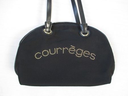 Courrèges - rare 70s Vtg Demi-Lune-Tasche Satin-Cord Bag