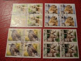 Satz Waldtiere, 2014, FDC + Lose 4erblock ET-o